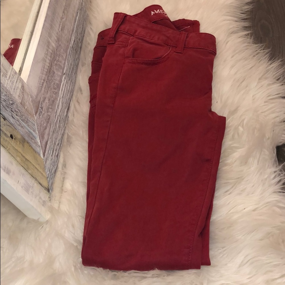 American Eagle Red Jeggings